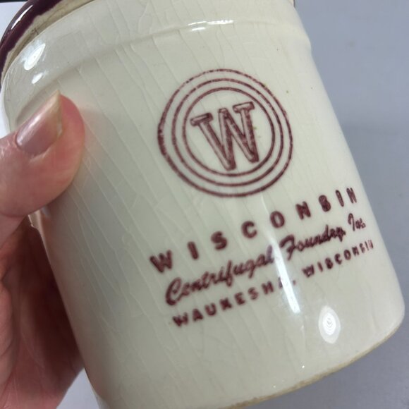 Vintage Wisconsin Pioneer Cheese Crock Metal Bail Storage Canister Pottery READ - Picture 7 of 9